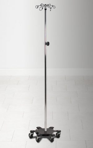 Six-Leg, Space Saver, Heavy Duty, 6-Hook Infusion Pump Stand