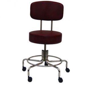 Non-Magnetic MRI Adjustable Stool, 16" to 22" with Back - Burgundy