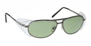 Industrial Metal Glassworking Safety Glasses - Light Green Filter - Pewter