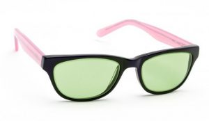 Model CAT01 Glassworking Safety Glasses - Light Green Filter - Black and Pink