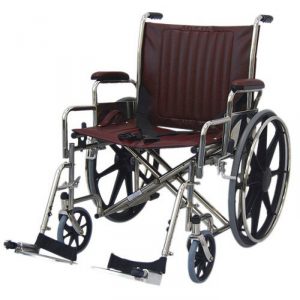 24” Wide Non-Magnetic MRI Wheelchair w/ Detachable Footrests - Burgundy