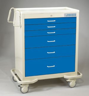 6 Drawer Wide Key Lock Cart - Aluminum