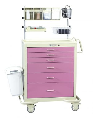 6 Drawer Wide Push-Button Lock Cart - Aluminum