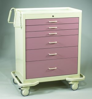 6 Drawer Wide Key Lock Cart - Aluminum